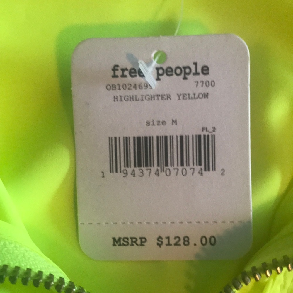 NEW Free People “Movement” Neon Yellow Jacket S: M - Picture 5 of 7